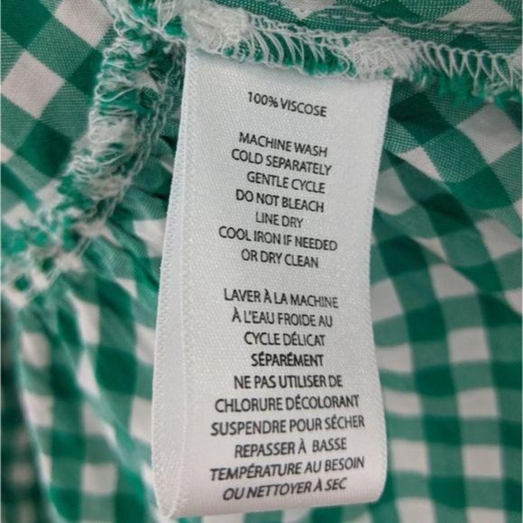 beach lunch lounge green white Sheetal gingham off shoulder blouse small MSRP 68 - Picture 7 of 10